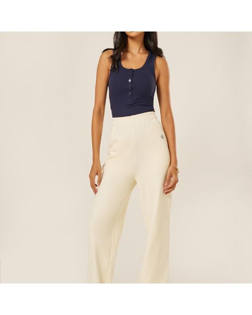 Be Athletica White Varsity Athletica Wide-Leg Pants