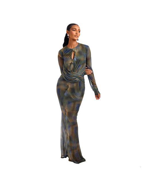 Freak Vault Green Mirage Mesh Maxi Dress
