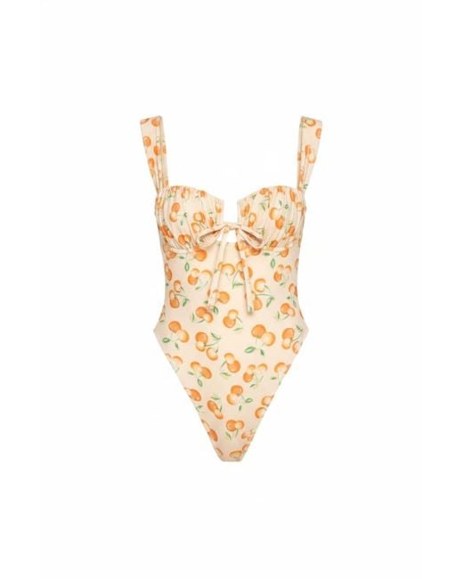Montce White Cherry Sherbet Petal Variation One-Piece