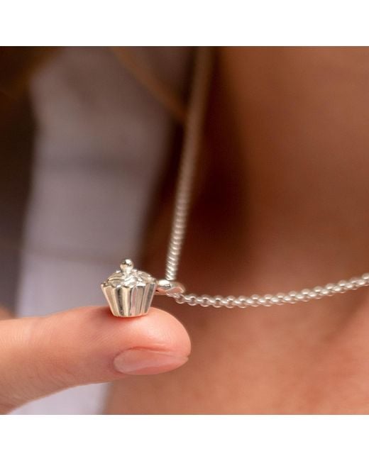 Lily Charmed Metallic Sterling Cupcake Charm Necklace