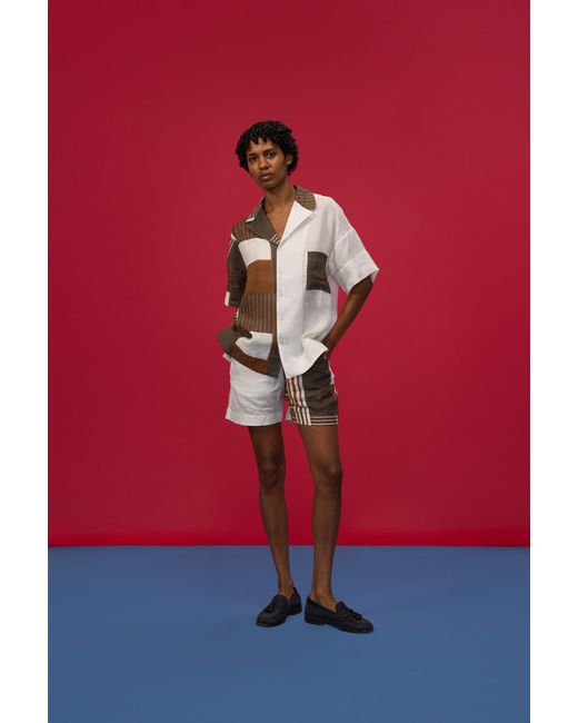 Studio Afuera Brown Lima Clay Linen Printed Shirt