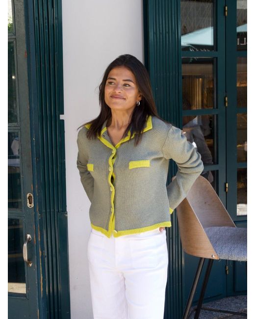 Mind Traveler Green Pistachio Trim Knit Teresa Cardigan