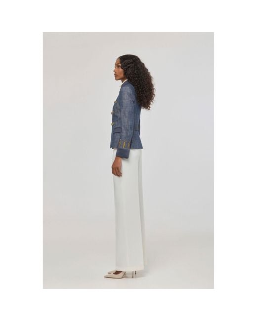 The Extreme Collection Blue Embroidered Cotton Blazer Nuvola Denim