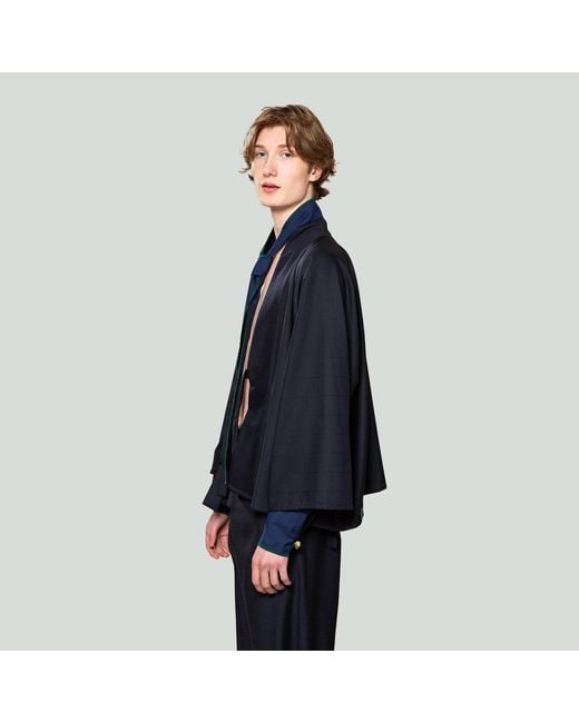 MOE Blue Deep Check Wool Jacket Reversible
