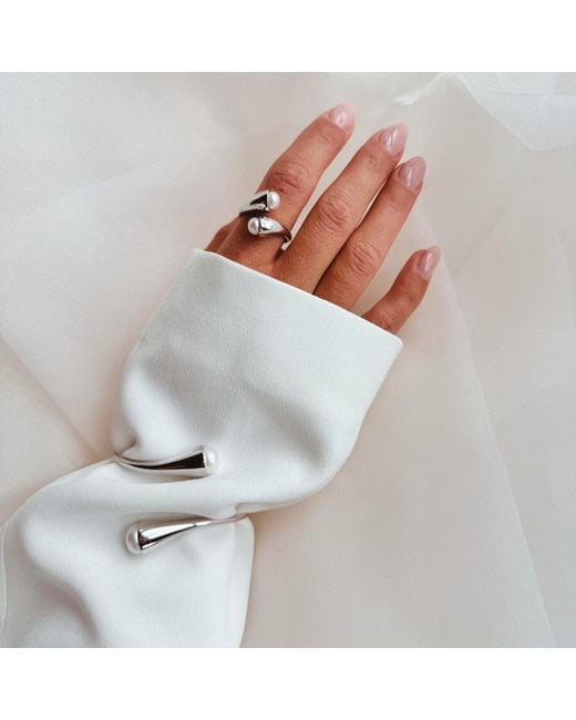 Linda Fiore Metallic Bella Solid Ring With Two Cultured Freshwater Pearls