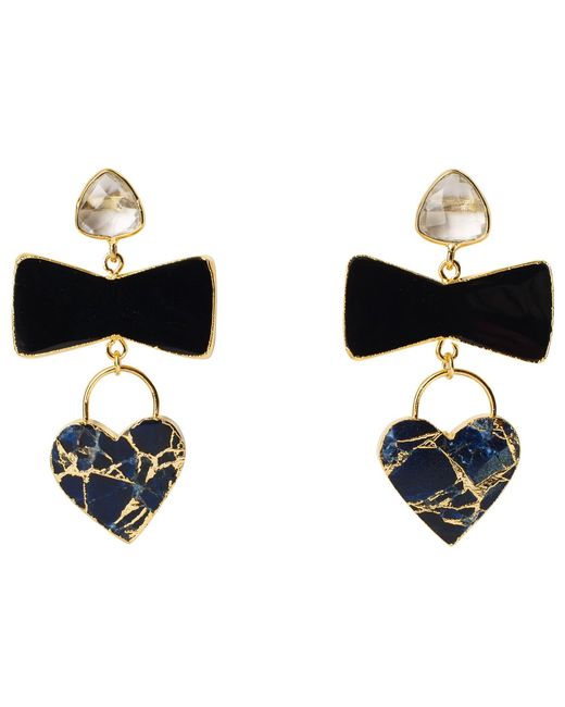 YAA YAA LONDON Black 'Molten Heart' Earrings