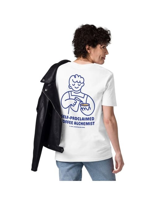Anchor and Crew Blue Gustatory Coffee Alchemist Organic Cotton Embroidered T-Shirt
