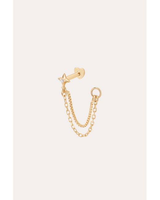 Vanhi Metallic 14K Solid Lab-Grown Diamond Double Chain Flat Back Stud