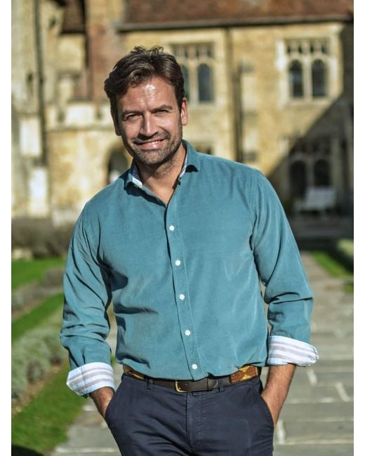 Koy Clothing Blue Petrol Cord Shirt for men