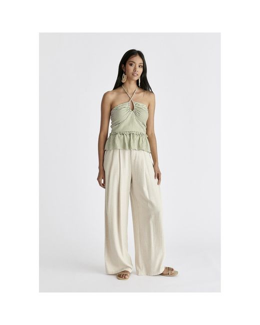 Paisie White Halterneck Peplum Top