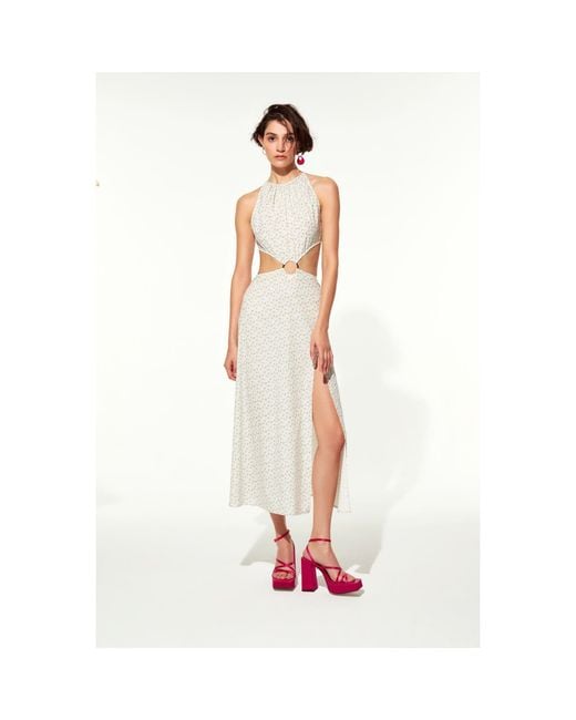 NAZLI CEREN White Eloise Ring-Embellished Cotton Dress
