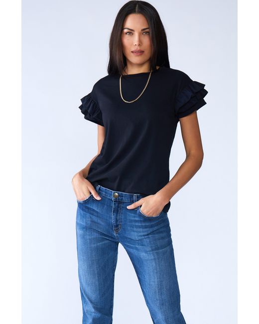 LOVETRUST Black Ella Ruffle Sleeve Tee