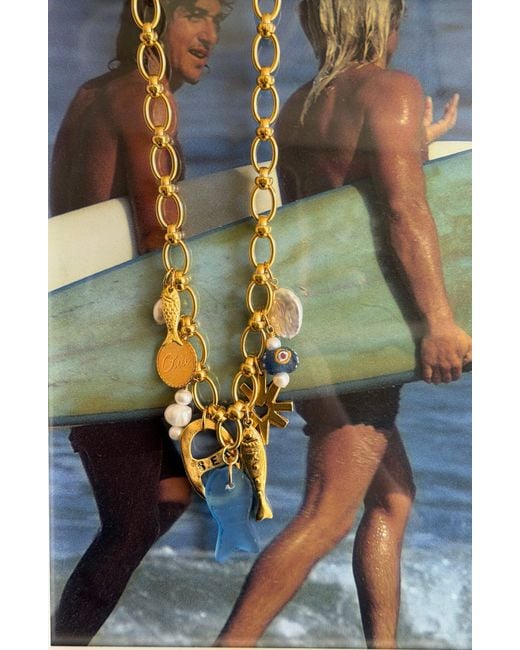 Sccollection Metallic Mare Seaglass Fish Charm Necklace