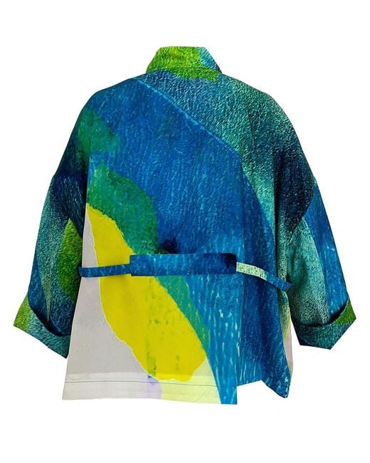 Maxjenny Blue Square Boxy Jacket Print Turquise