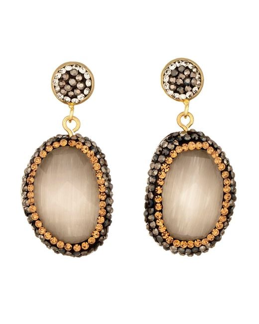 Crystals and Co Metallic Cabochon Single Drop Earrings