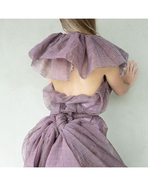 Miro Misljen Purple Amethyst Cascade Convertible Gown