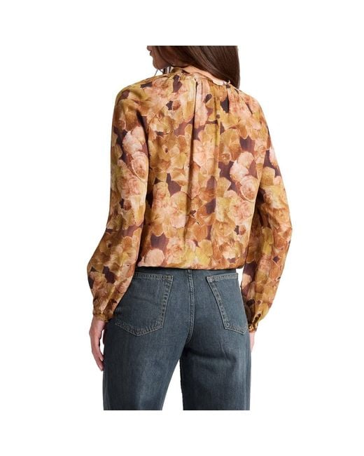 Santorelli Brown Neutrals Skyla Long Sleeve Ruffle Blouse