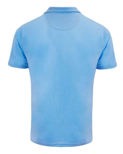 Lords of Harlech Blue Bobby Merino Jersey Collared Shirt for men