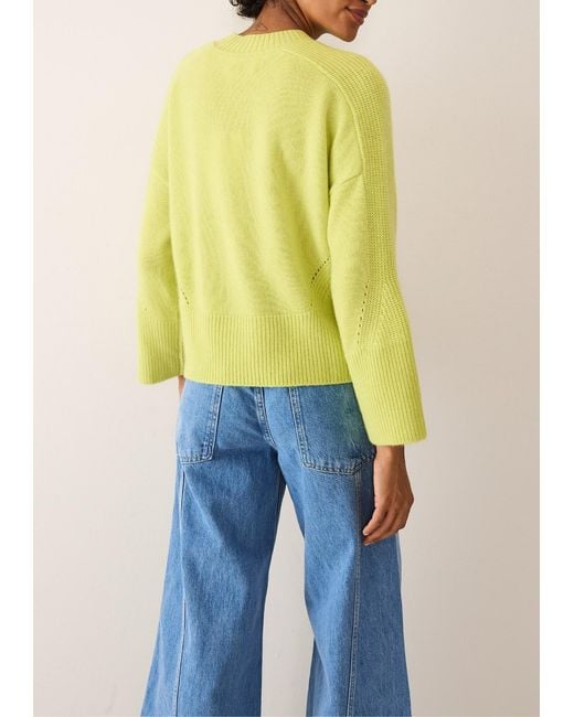 Loop Cashmere Yellow Ribbed Detail Lofty Crew Sweatshirt