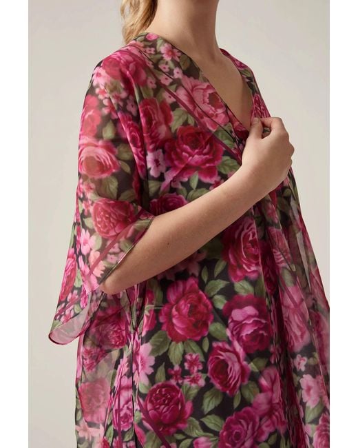 James Lakeland Red Rose Print Kaftan