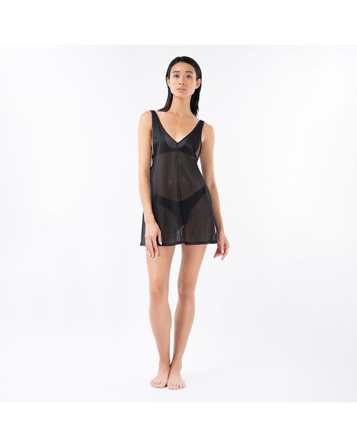 Kim Foley Black Chevron Beach Cover-Up Athletic Mesh Dress