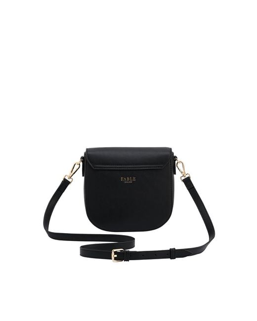 Fable England Black Beth Saddle Crossbody Bag