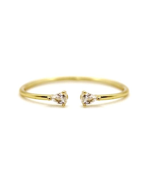 VicStoneNYC Fine Jewelry Metallic Natural Pear Cut Diamond Open Cuff Ring