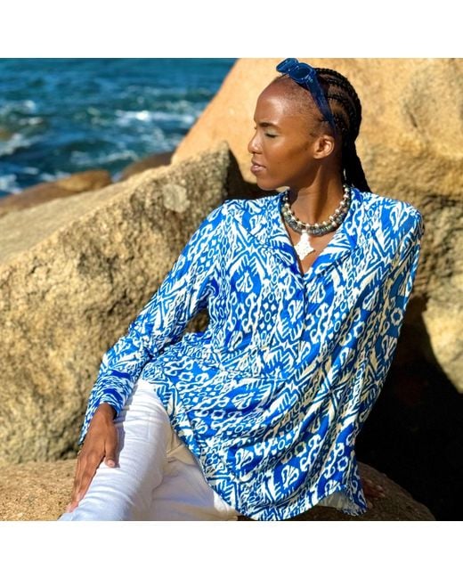 Beatrice von Tresckow Blue Ikat Print Santorini Shirt