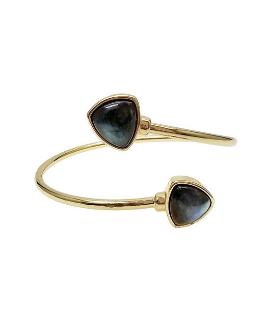 Farra Metallic Obsidian Stone Minimalist Bangle