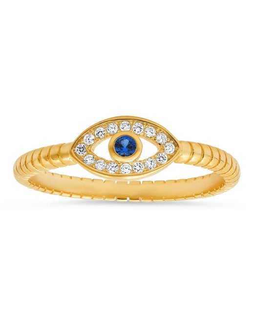 Kylie Harper Metallic Petite Diamond Cz Evil Eye Ring
