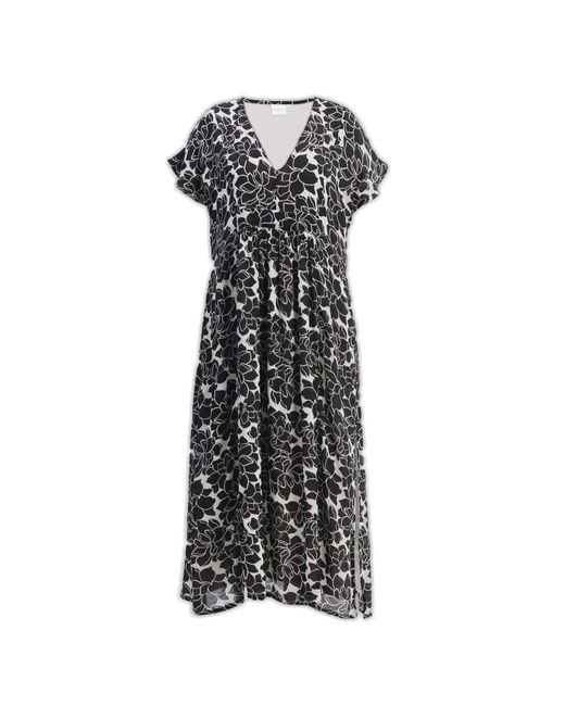 REISTOR Black Deep V-Neck Maxi Dress With Front Gathers