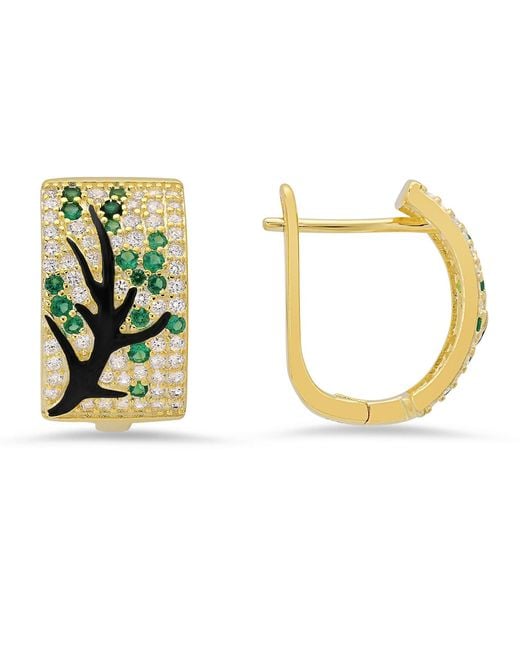 Kylie Harper Metallic Tree Of Life Statement Hoop Earrings