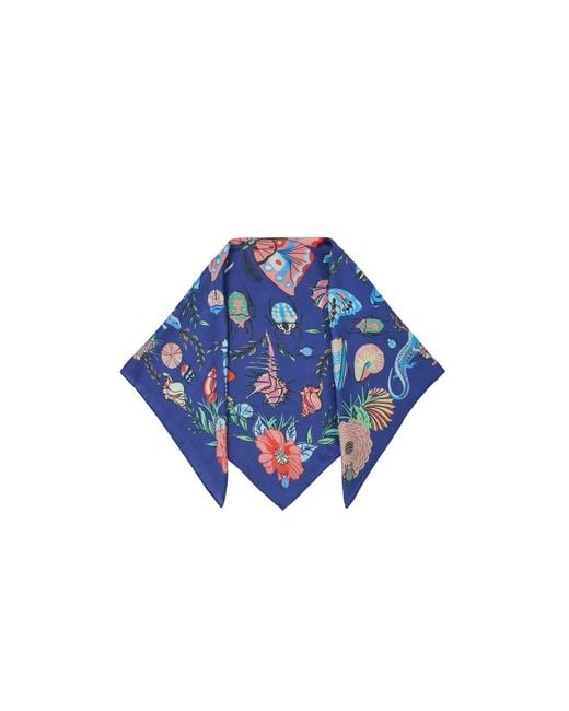 Saachi Blue Butterfly Garden Satin Bandana