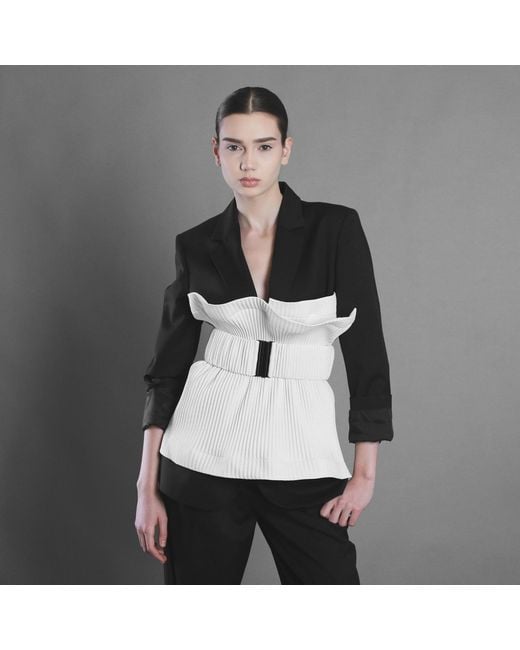 Silvia Serban White Pleated Eco-Leather Belt