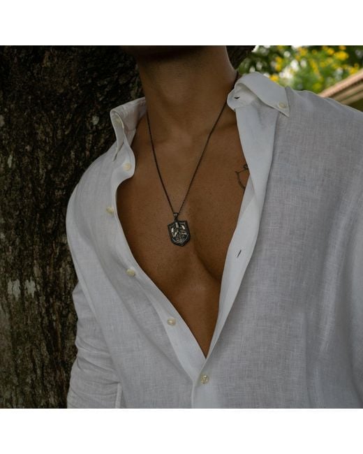 Ebru Jewelry White Shield Of Honor Sterling Necklace for men