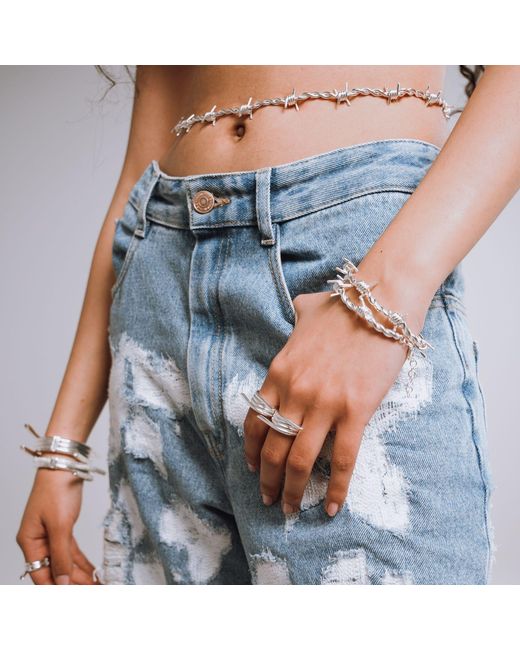 Born in Exile White Barbwire Brass Two Twist Ring