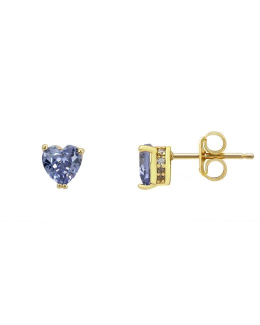 Latelita London Blue Asscher Cut Heart Stud Earrings Tanzanite