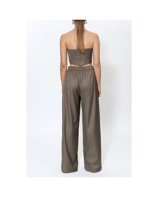 AGGI by HALEWSKI Brown Ophelie Melange High Waist Wide Suit Trousers