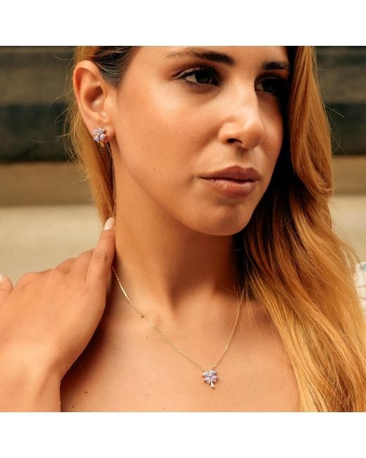 Spero London Purple Opal Four Leaf Clover Sterling Necklace & Earrings Set