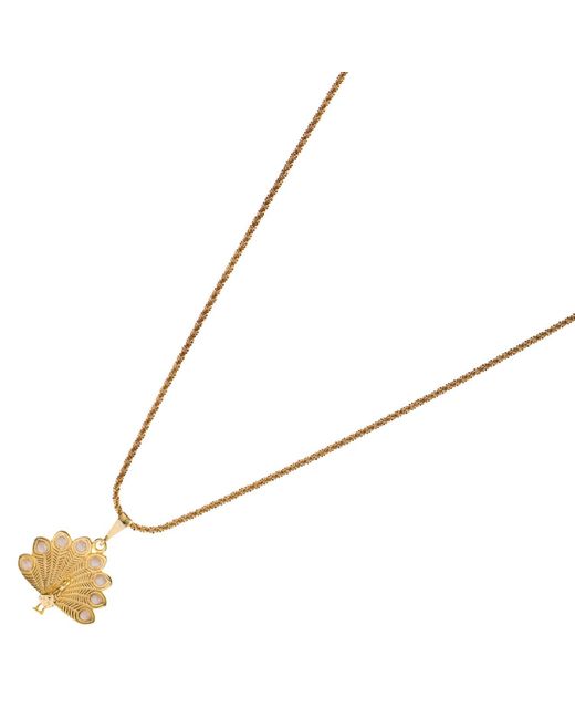 Ebru Jewelry Metallic Celestial Feather Enamel Necklace
