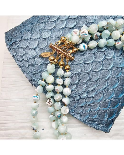 Farra Green Multi Layers Shell Necklace