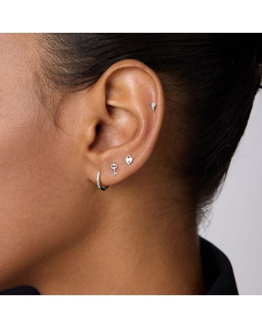 Vanhi White 14K Solid Lock Flat Back Stud