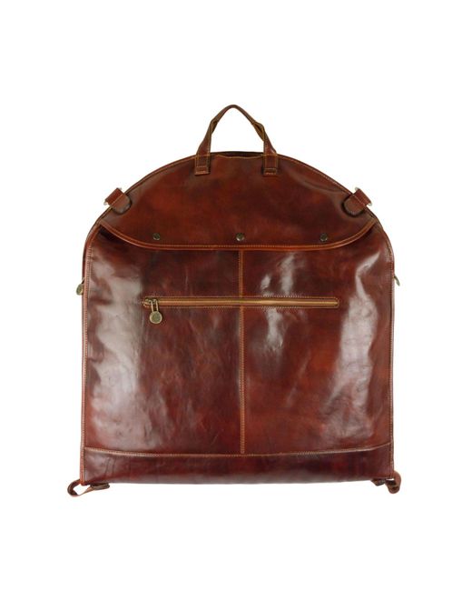 Time Resistance Brown Leather Garment Bag for men