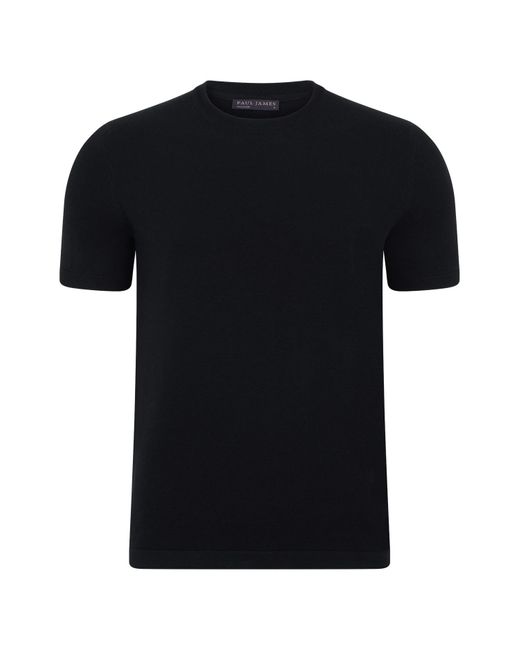 Paul James Knitwear Black S Midweight Julius Cotton Knitted T-shirt for men