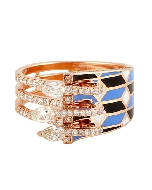 Artisan Metallic Enamel Diamond Multi-Band Ring