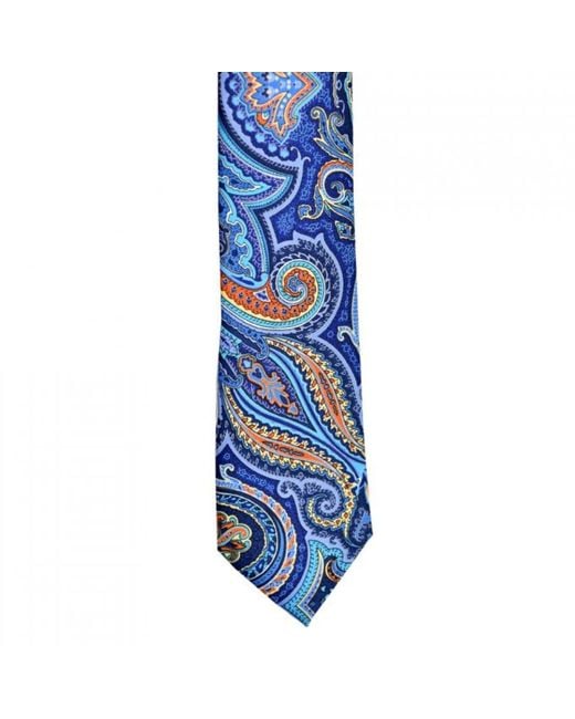 DAVID WEJ Blue Paisley Printed Tie – for men