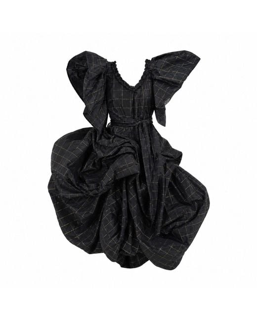 Miro Misljen Black Avant-Garde Silk Sculptural Dress