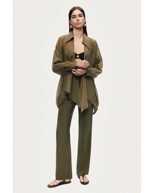 Nocturne Green Neutrals Fluid Open-Front Shirt