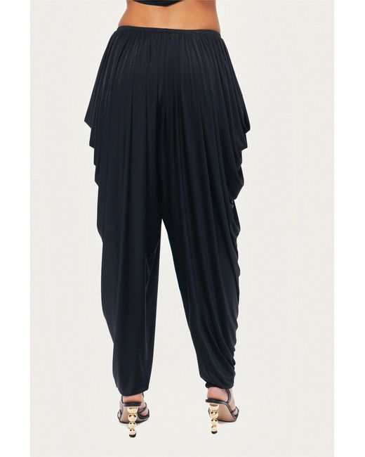 Nocturne Black Draped Relaxed-Fit Pants