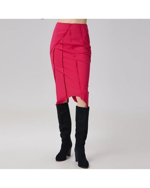 Smart and Joy Pink Asymmetric Structural Lines Skirt